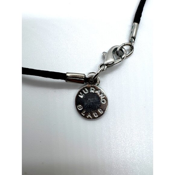 Murano Glass Millefiori Dichroic Square Pendant Necklace VS Artisan Blue Floral - Picture 5 of 9